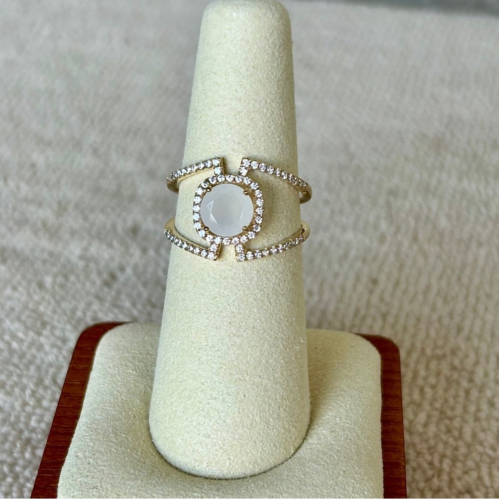 Deco Gold and White Stone Ring